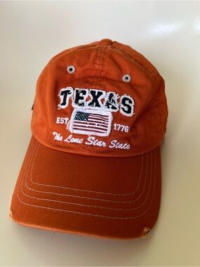 REIGN USA TEXAS EST 1776 THE LONE STAR STATE COTTON CAP HAT ORANGE ONE SIZE